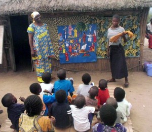 Teaching the orphans with a set of donated felts